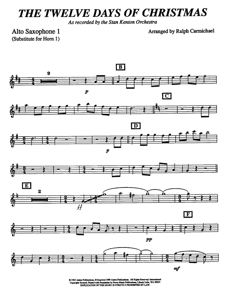 The Twelve Days Of Christmas score preview