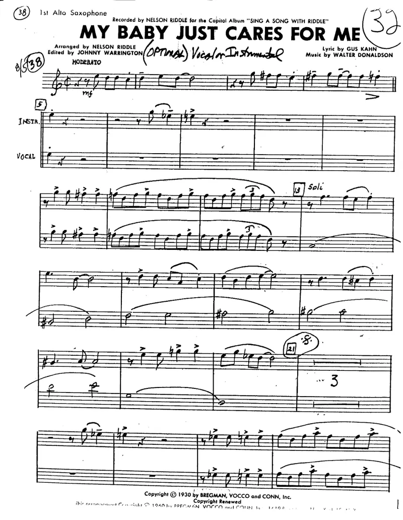 My Baby Just Cares For Me score preview
