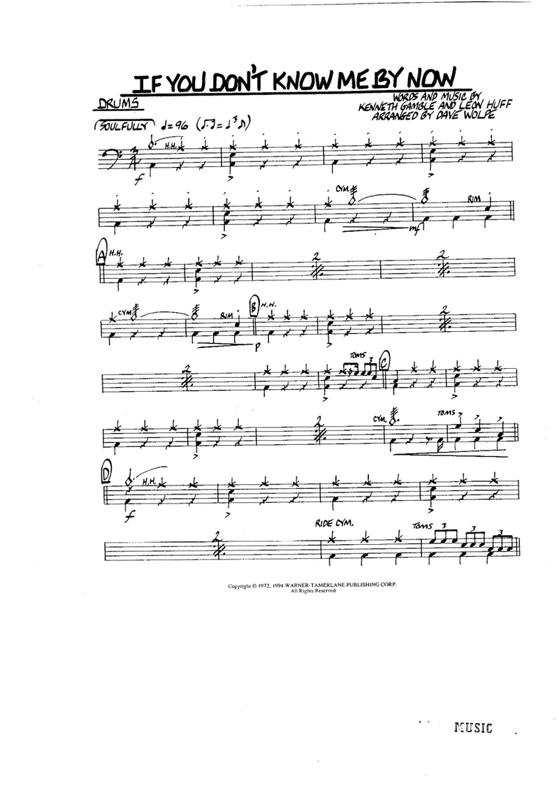 If You Don't Know Me By Now score preview