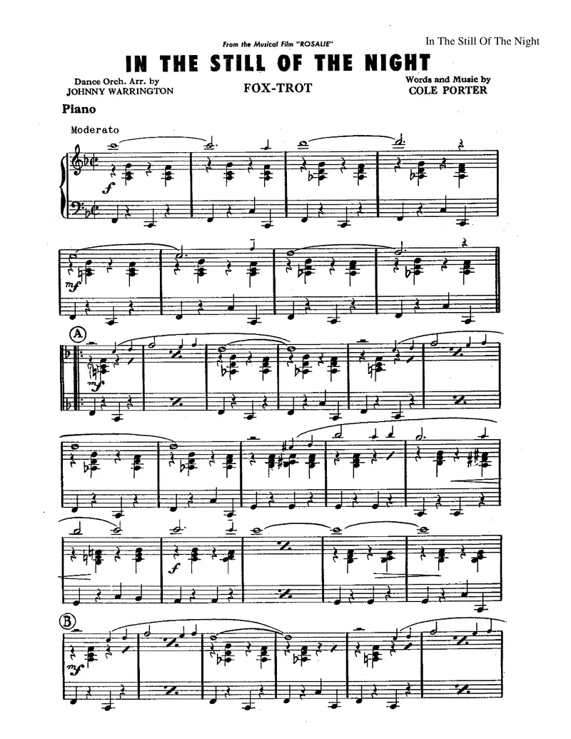In The Still of The Night score preview
