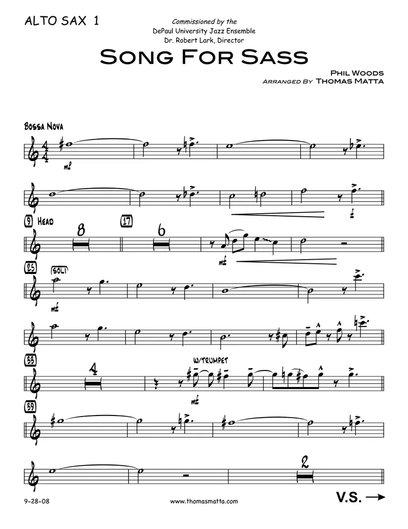 Song For Sass score preview