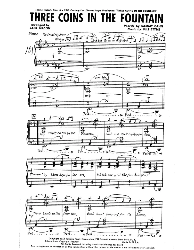 Three Coins In The Fountain score preview