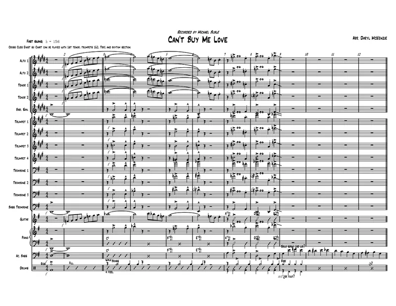 Can't Buy Me Love score preview