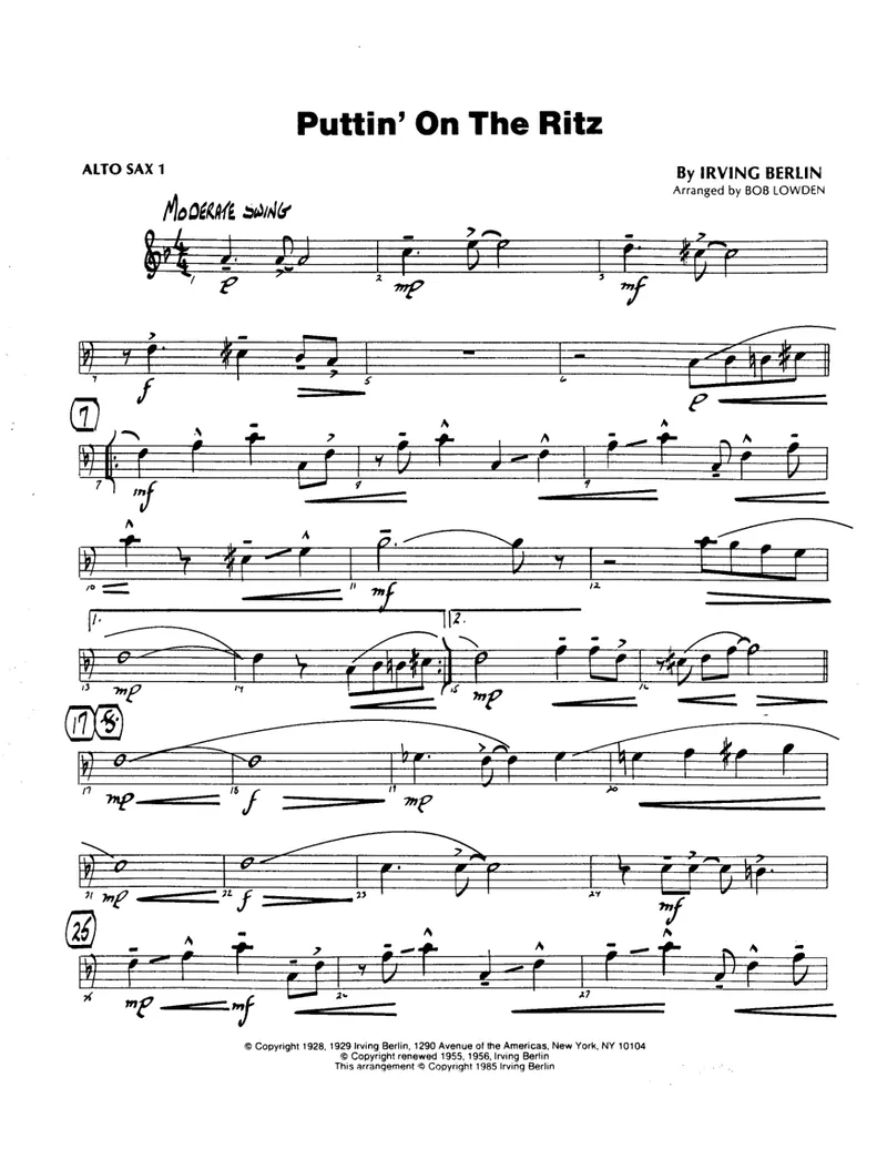 Puttin' On The Ritz score preview