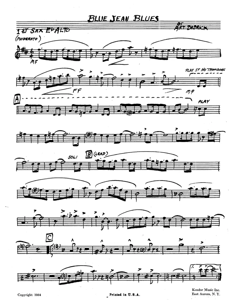 Blue Jean Blues score preview