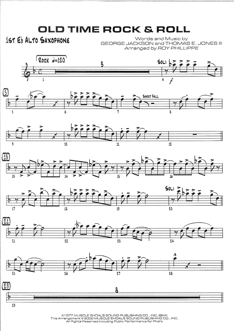 Old Time Rock & Roll score preview