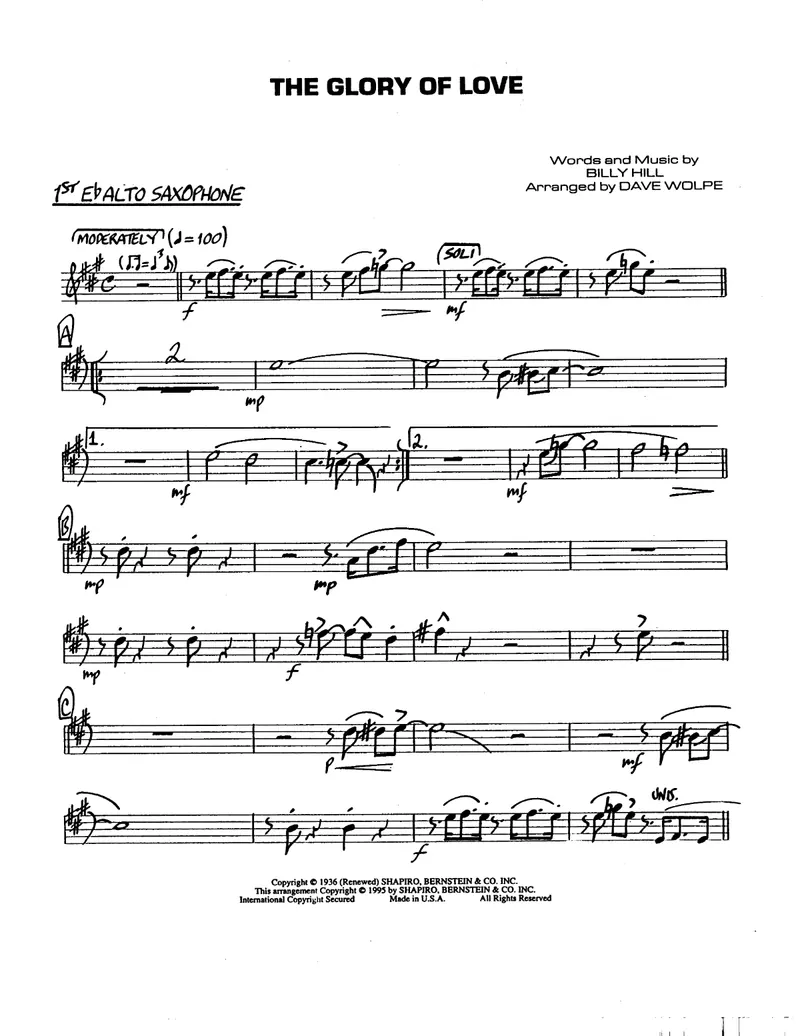 The Glory Of Love score preview
