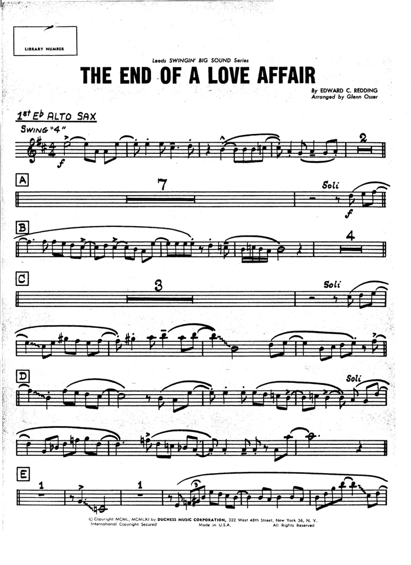 The End Of A Love Affair score preview