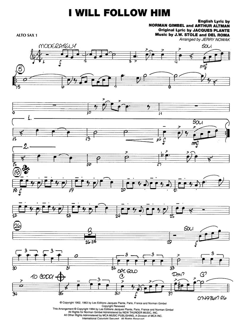 I Will Follow Him score preview