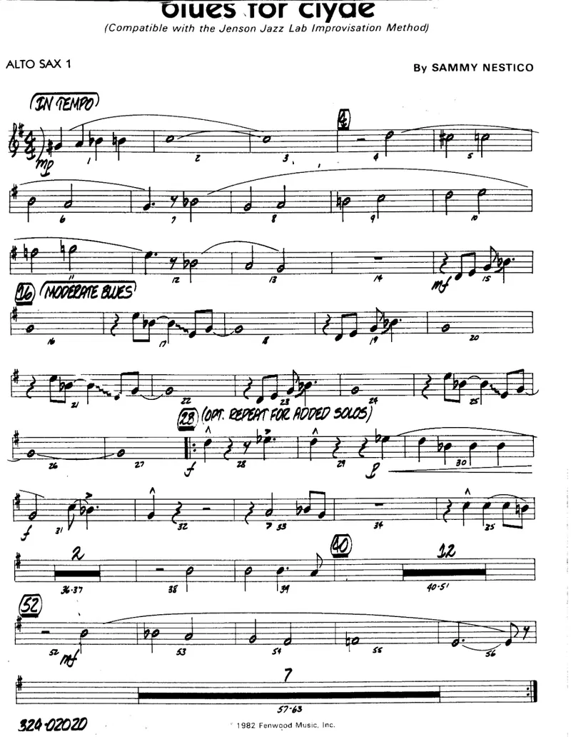 Blues For Clyde score preview
