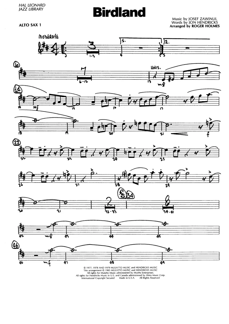 Birdland score preview