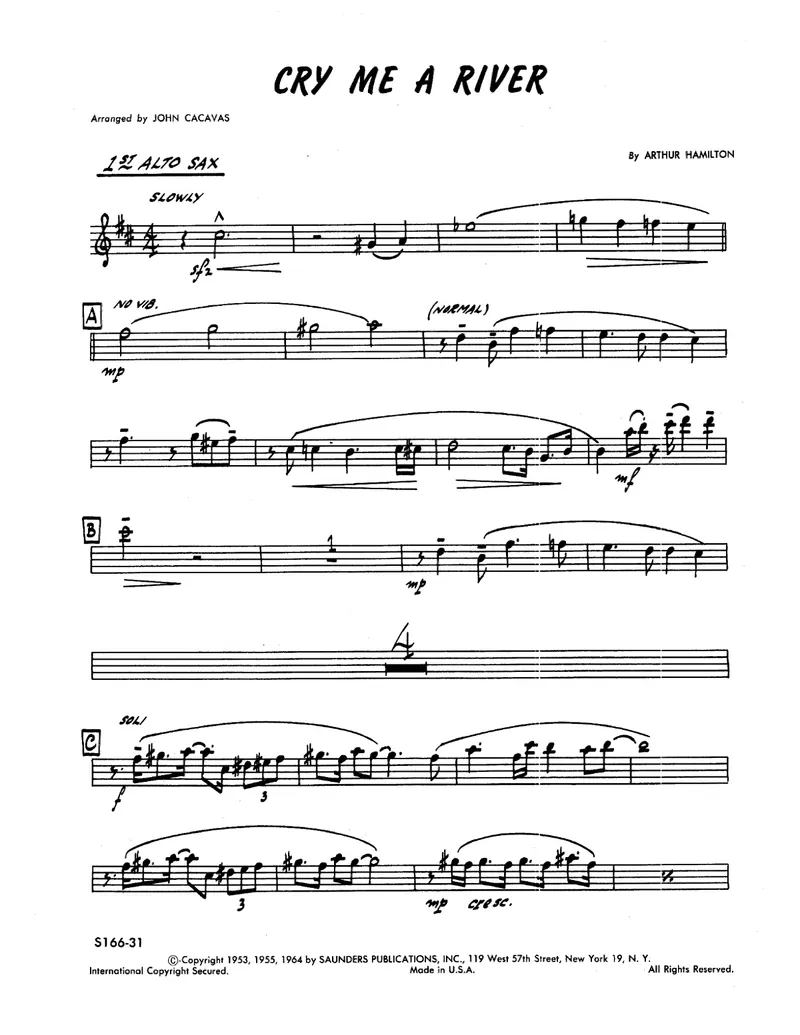 Cry Me A River score preview