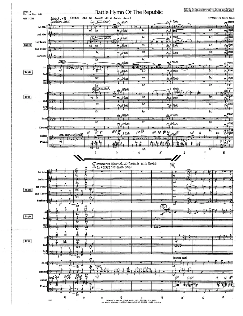 Battle Hymn Of The Republic score preview