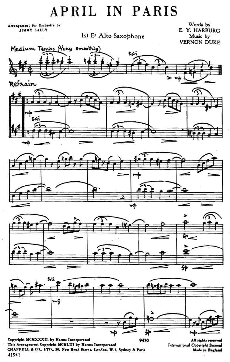 April In Paris score preview