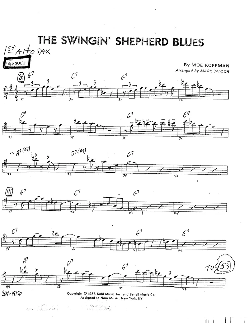 The Swingin' Shepherd Blues score preview