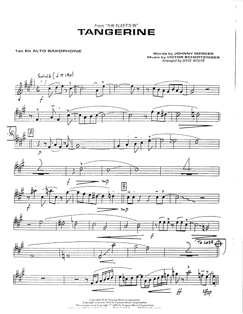 Tangerine score preview