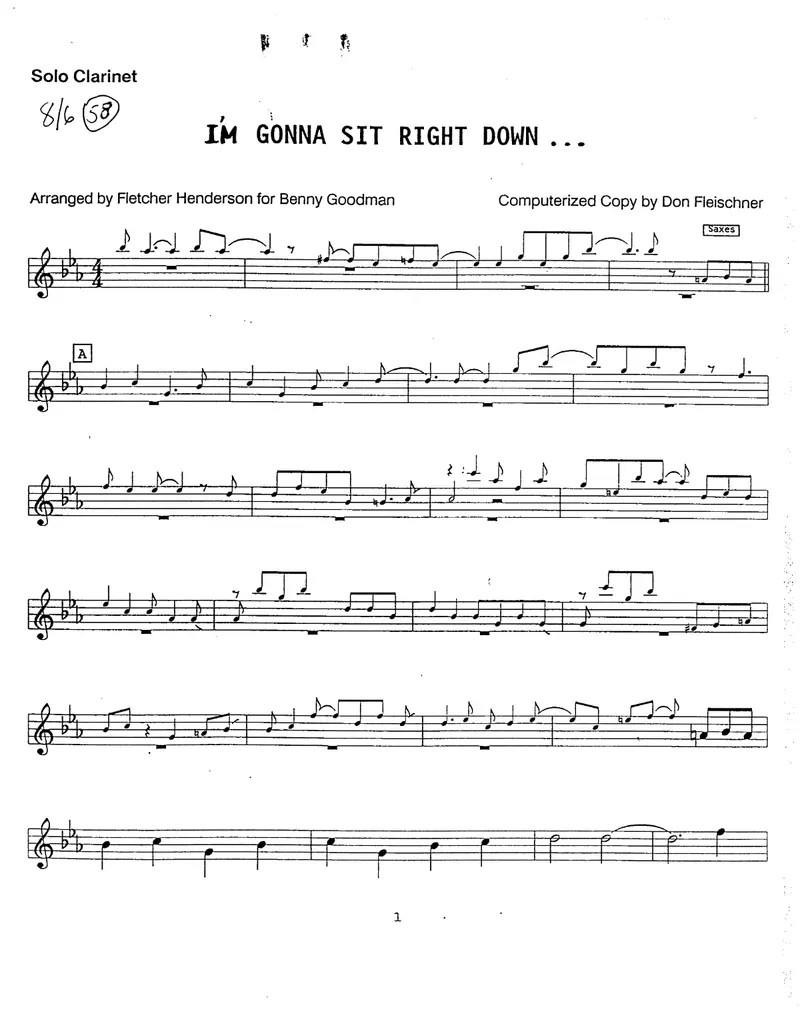 Gonna Sit Right Down score preview