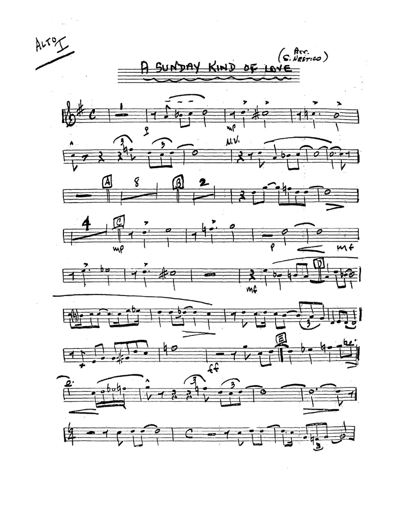 A Sunday Kind Of Love score preview