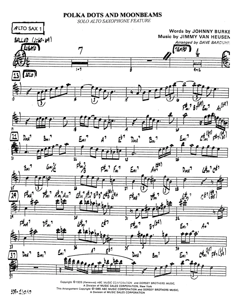 Polka Dots And Moonbeams score preview