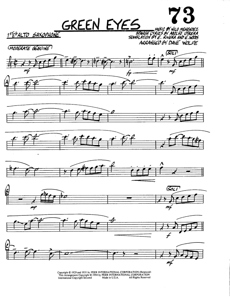 Green Eyes score preview