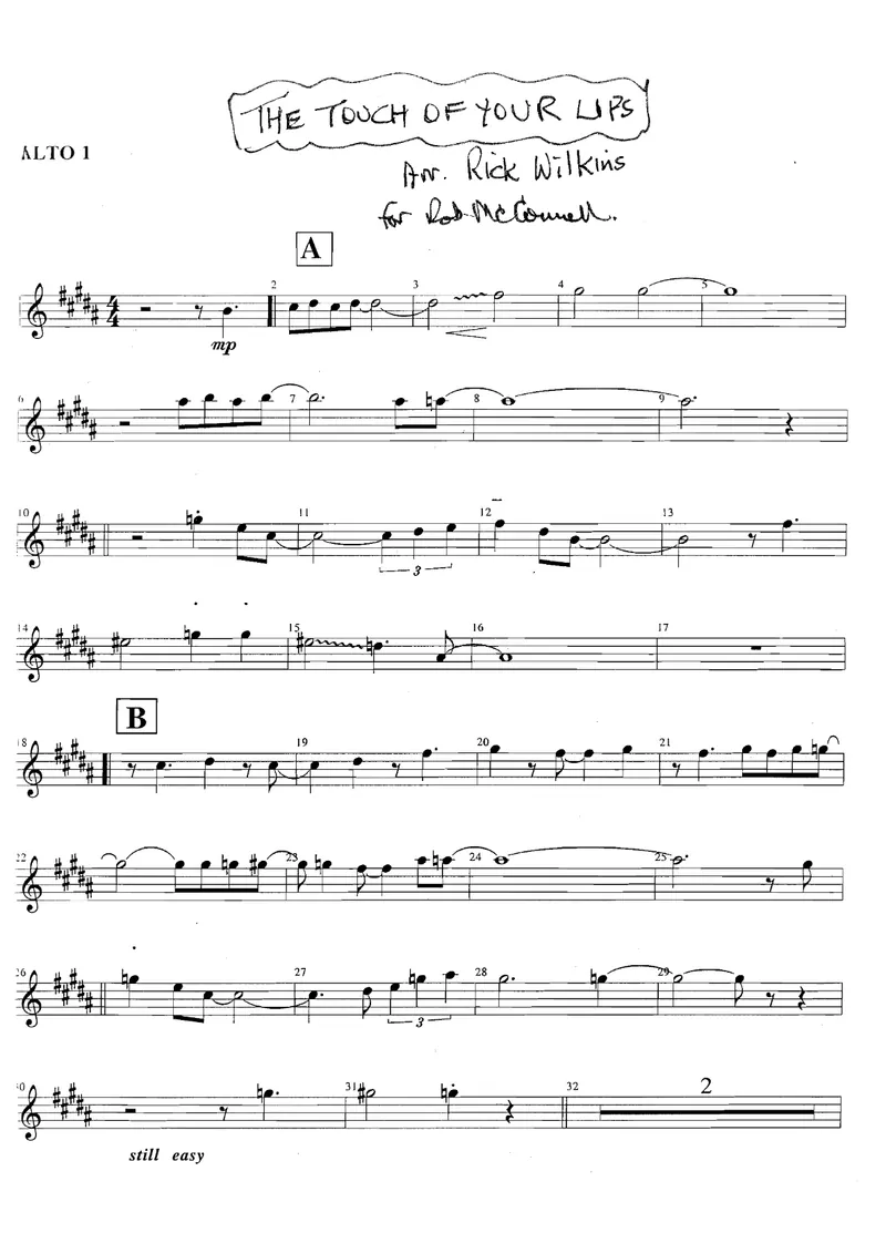 The Touch Of Your Lips score preview