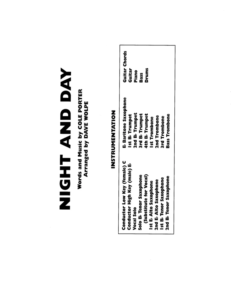 Night And Day score preview