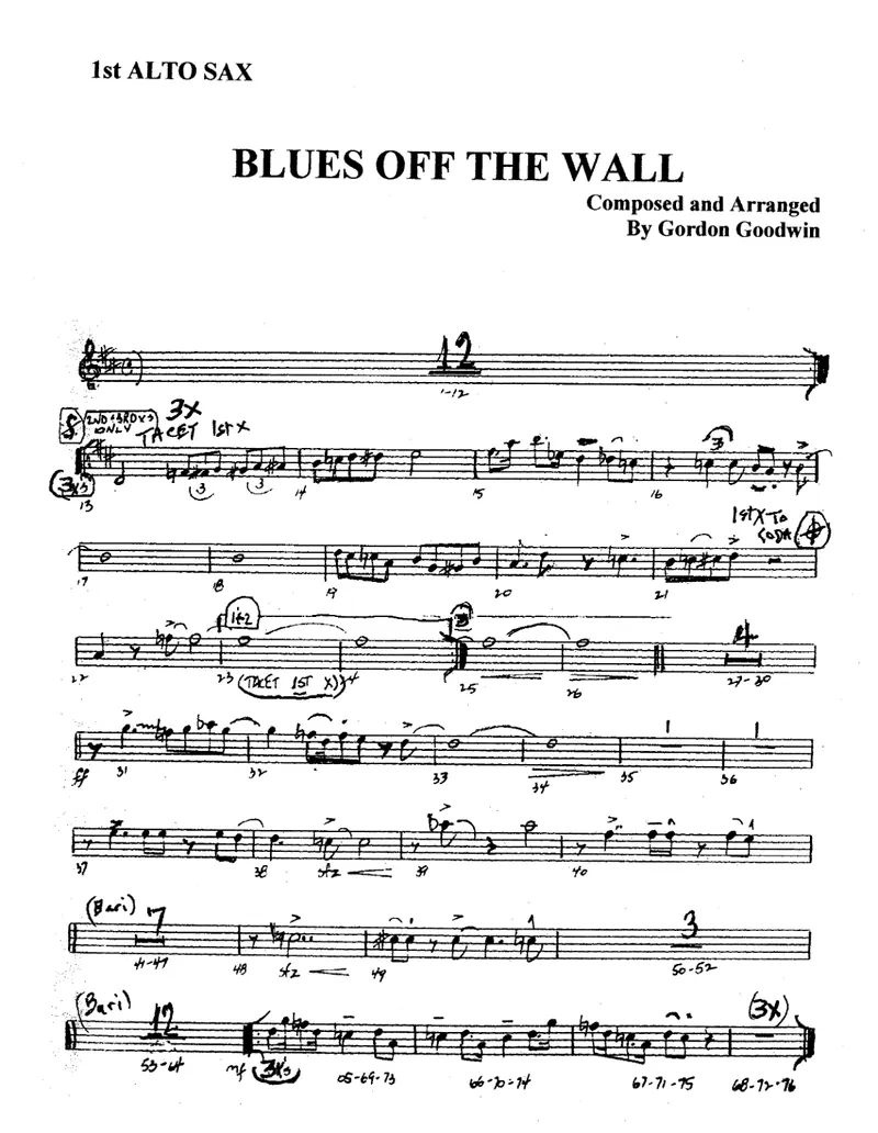 Blues Off The Wall score preview