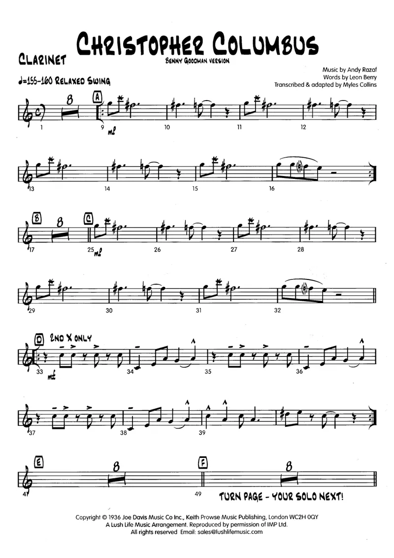 Christopher Columbus score preview