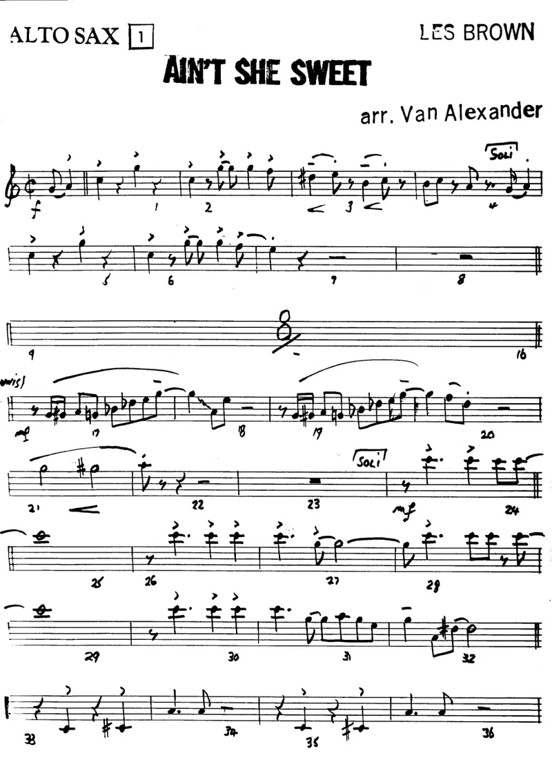 Ain't She Sweet (Van Alexander) Les Brown) score preview
