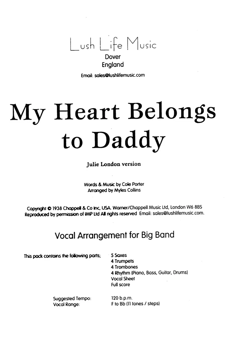 My Heart Belongs To Daddy score preview