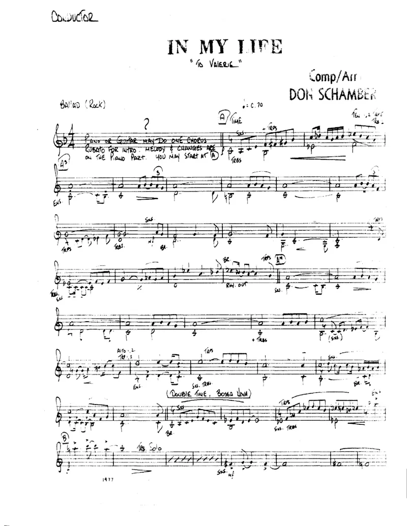 In My Life score preview