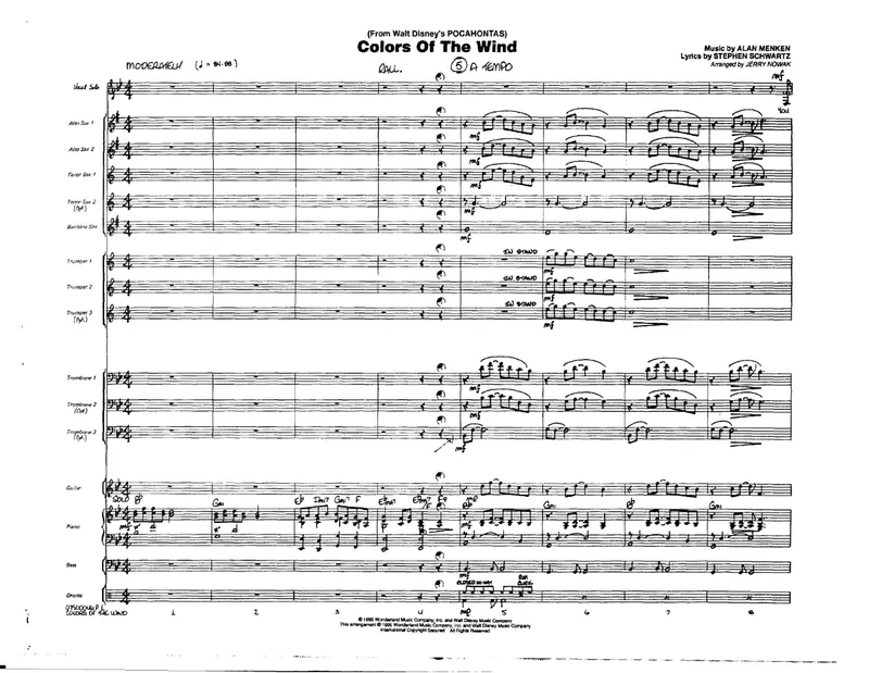 Colors Of The Wind score preview