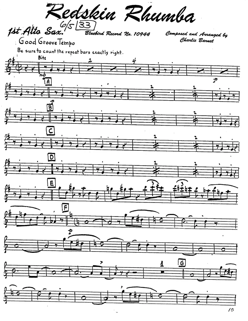 Redskin Rhumba score preview
