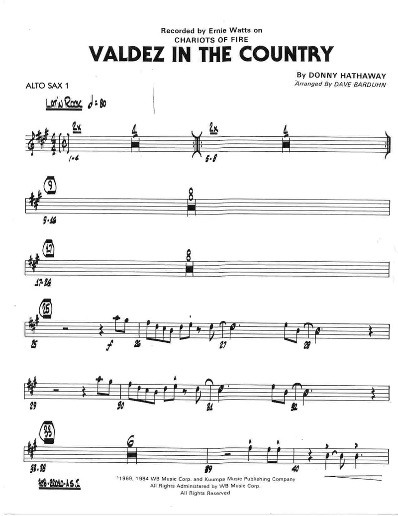 Valdez In The Country score preview