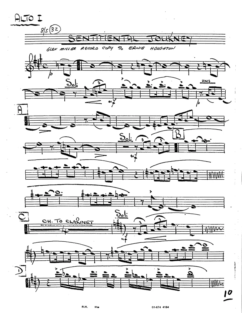 Sentimental Journey score preview