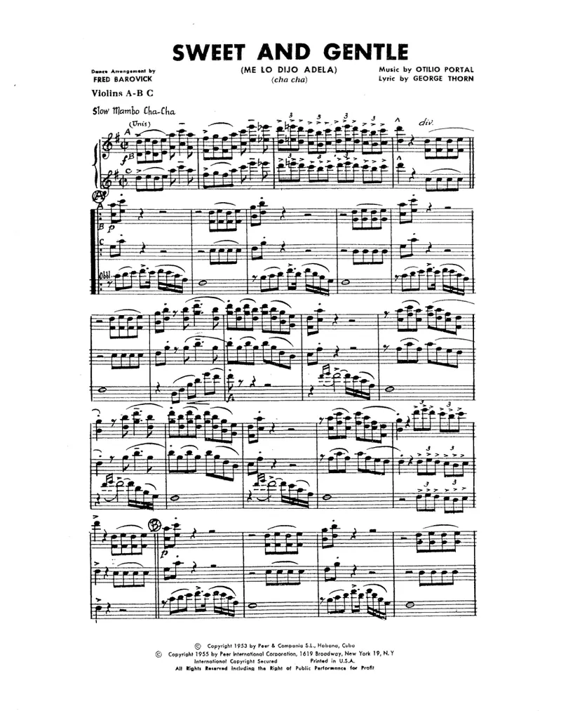 Sweet And Gentle score preview