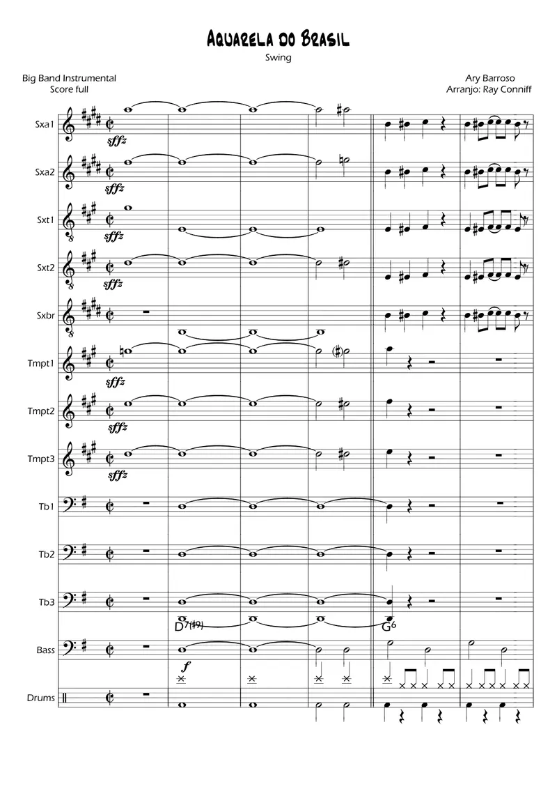 Aquarela Do Brasil [R.Conniff] score preview
