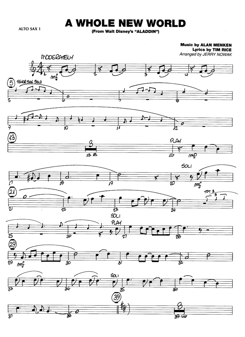 A Whole New World score preview