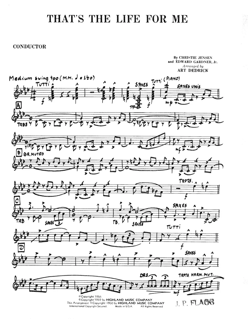 That's The Life For Me score preview