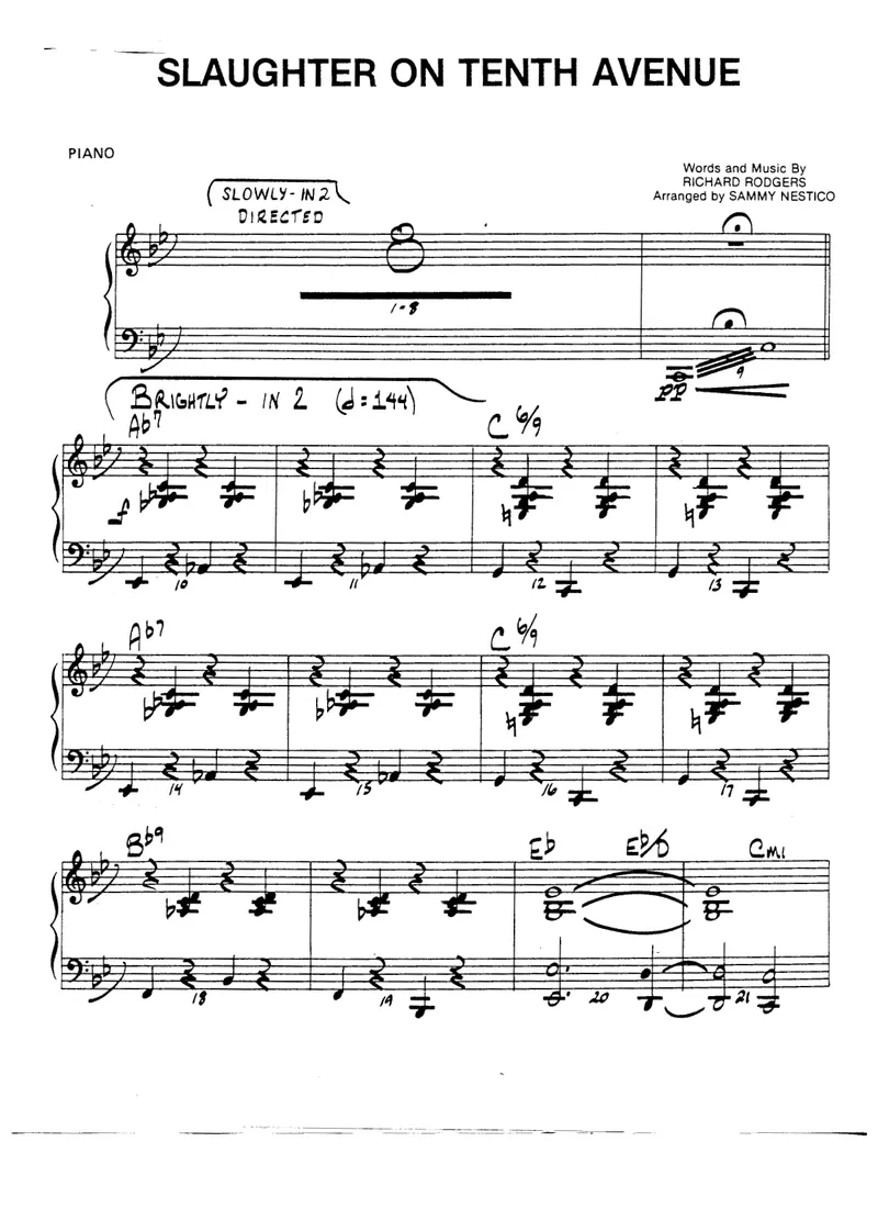 Slaughter On Tenth Avenue score preview