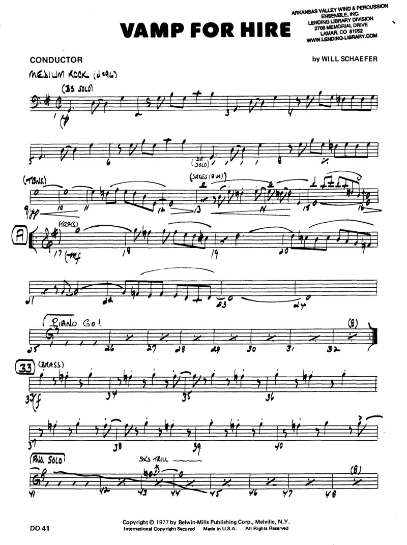 Vamp For Hire score preview