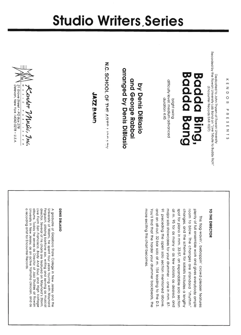 Badda Bing, Badda Bang score preview