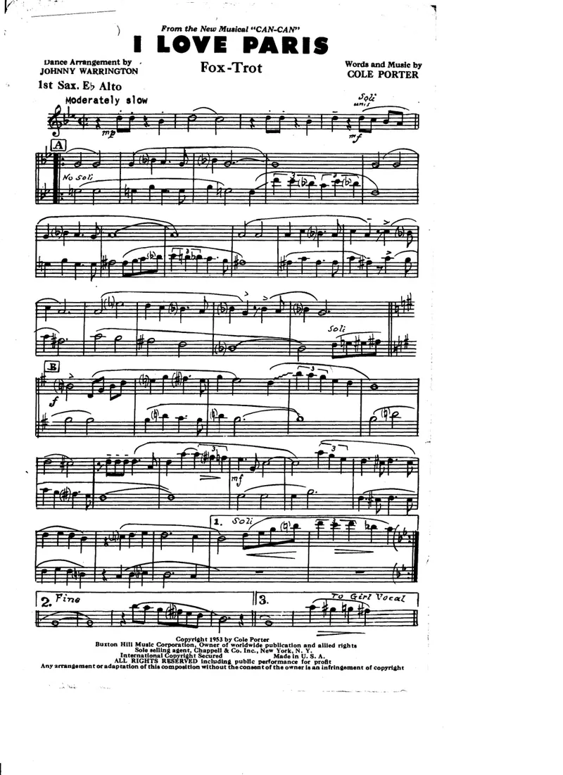 I Love Paris score preview