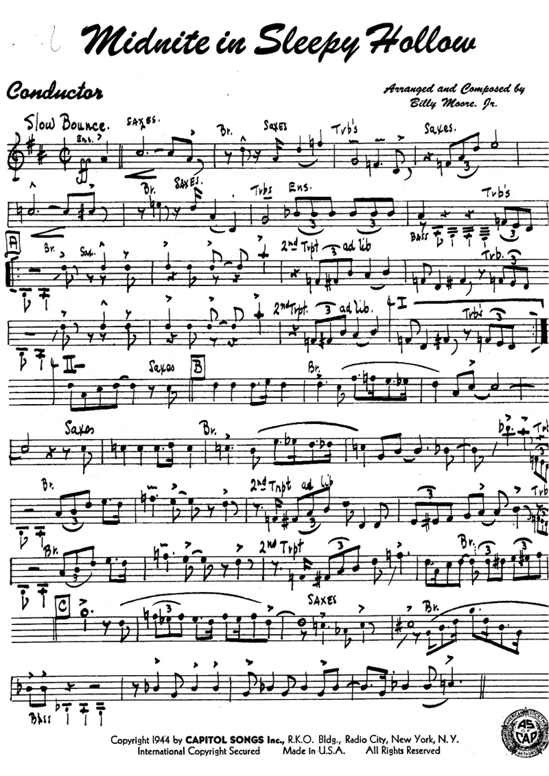Midnite In Sleepy Hollow score preview
