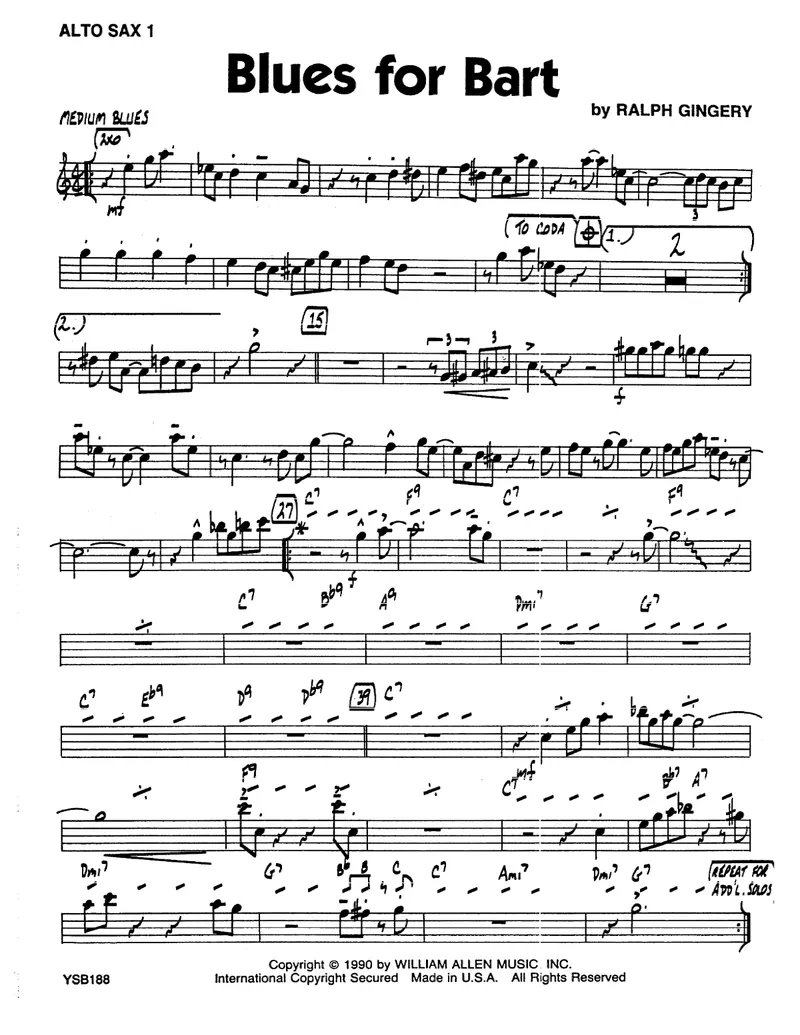 Blues For Bart score preview