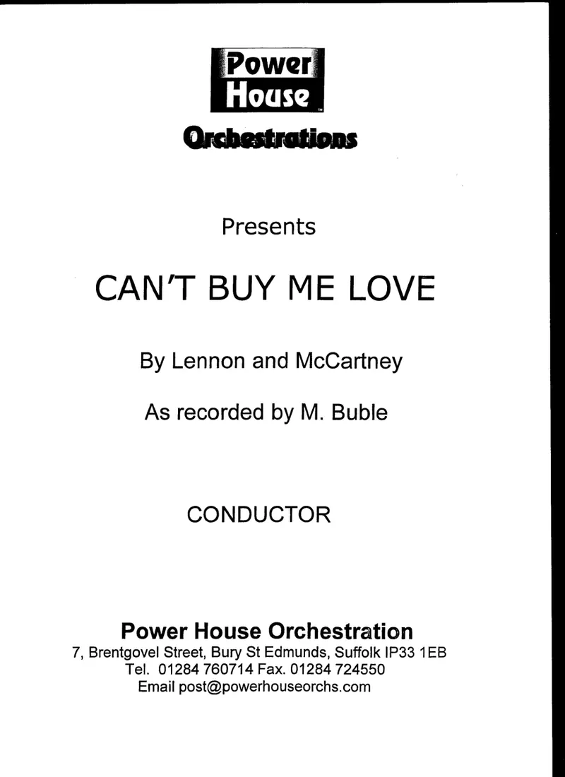 Can't Buy Me Love (Cy Payne) M.Buble score preview