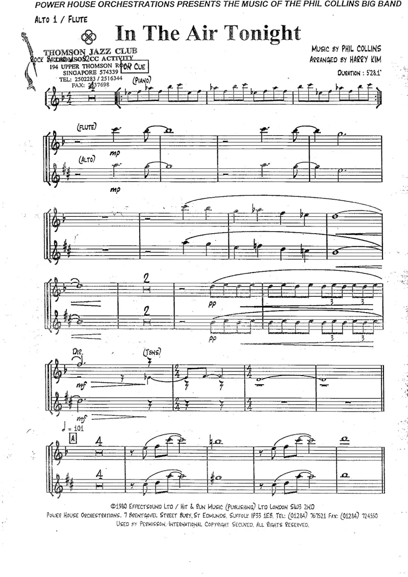 In The Air Tonight score preview