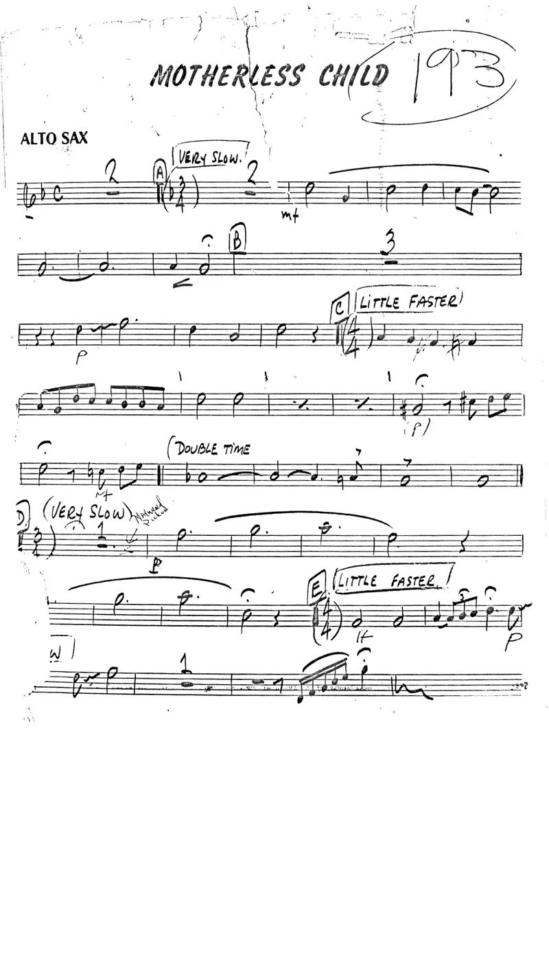 Motherless Child score preview