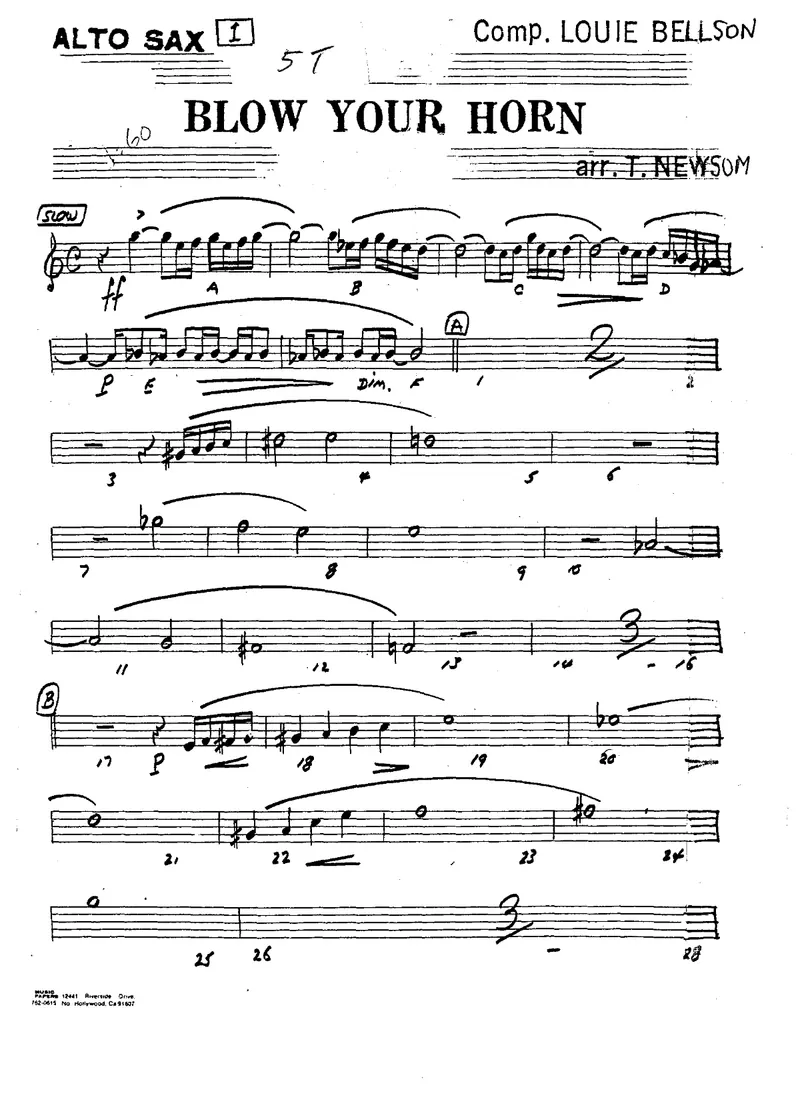 Blow Your Horn score preview