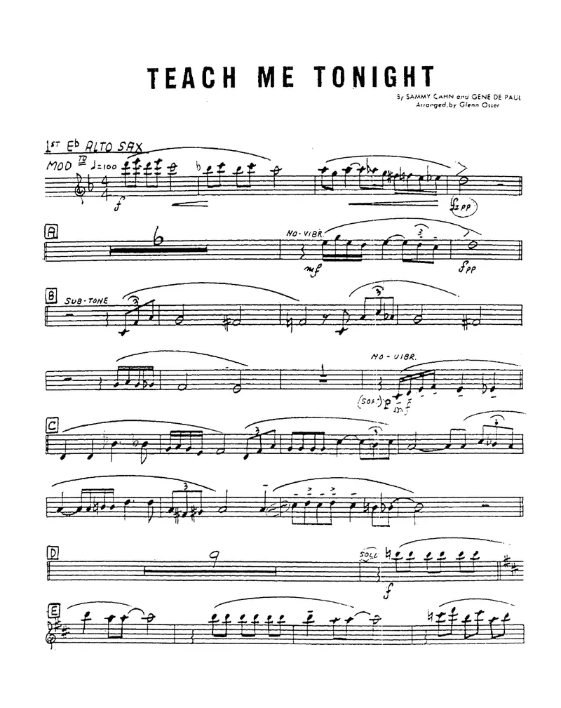 Teach Me Tonight score preview